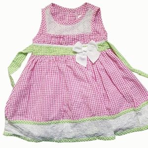 Pink White Checkered Dress 18M